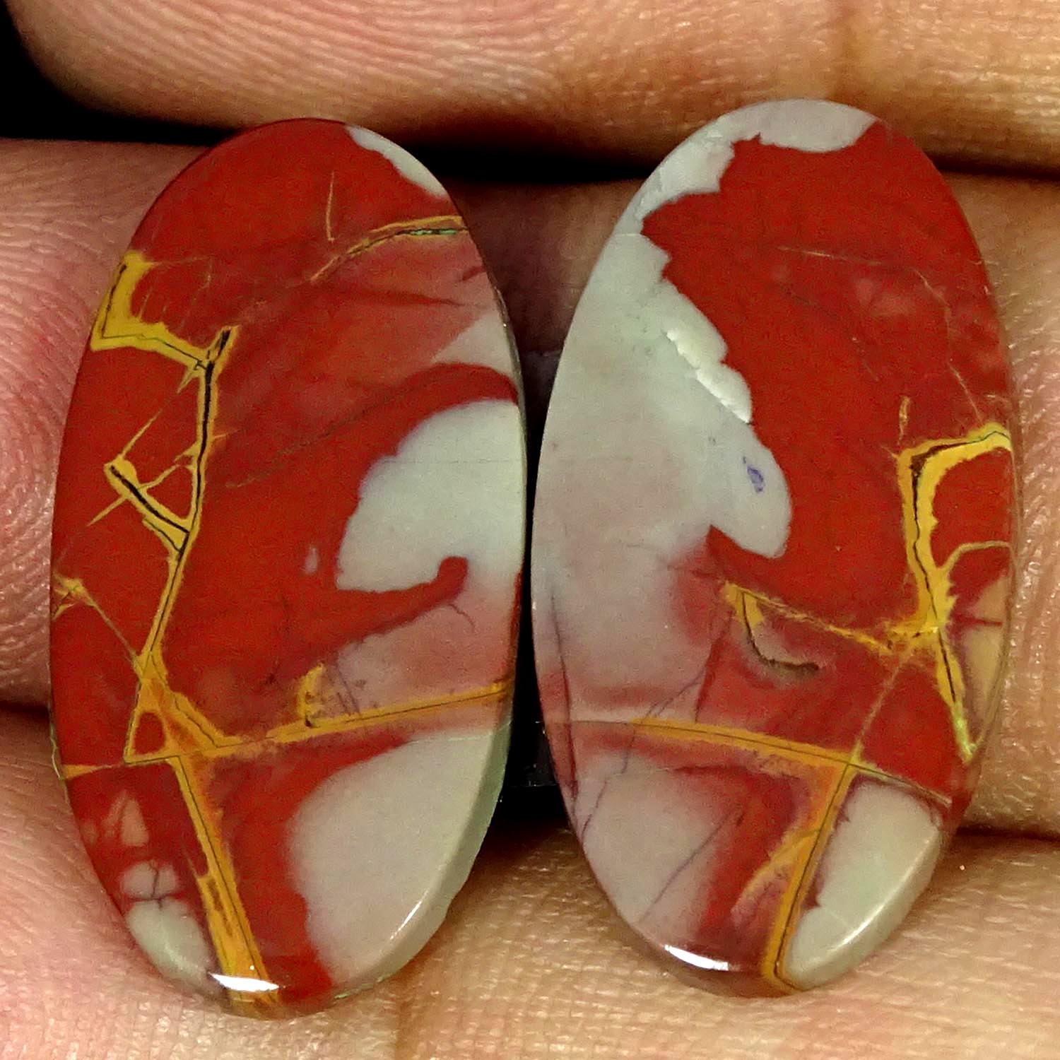 20.50Cts 100% Natural Noreena Jasper Pair Oval Cabochon Gemstone 13X25X3MM