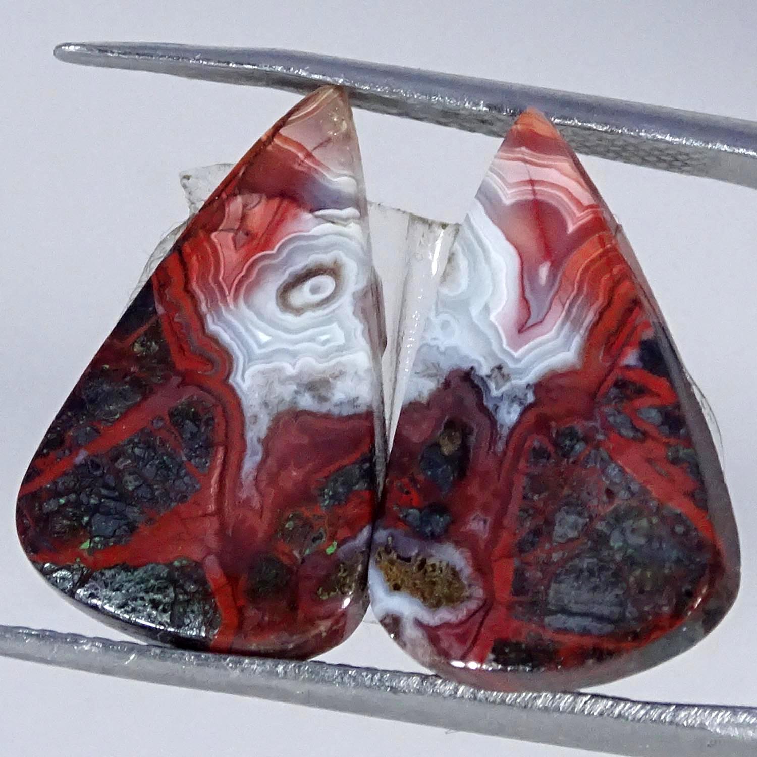 10.30Cts 100% Natural Fine Crazy Lace Agate Pair Pear Cabochon Gemstone