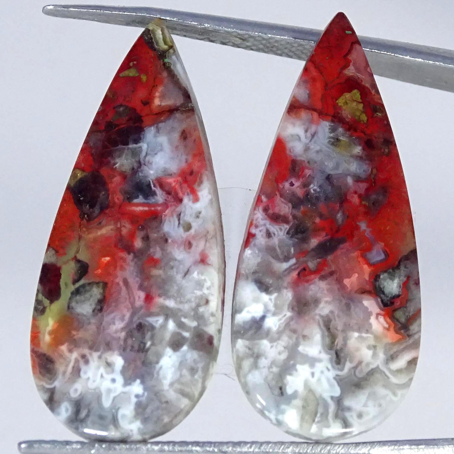 18.90Cts 100% Natural Fine Crazy Lace Agate Pair Pear Cabochon Gemstone
