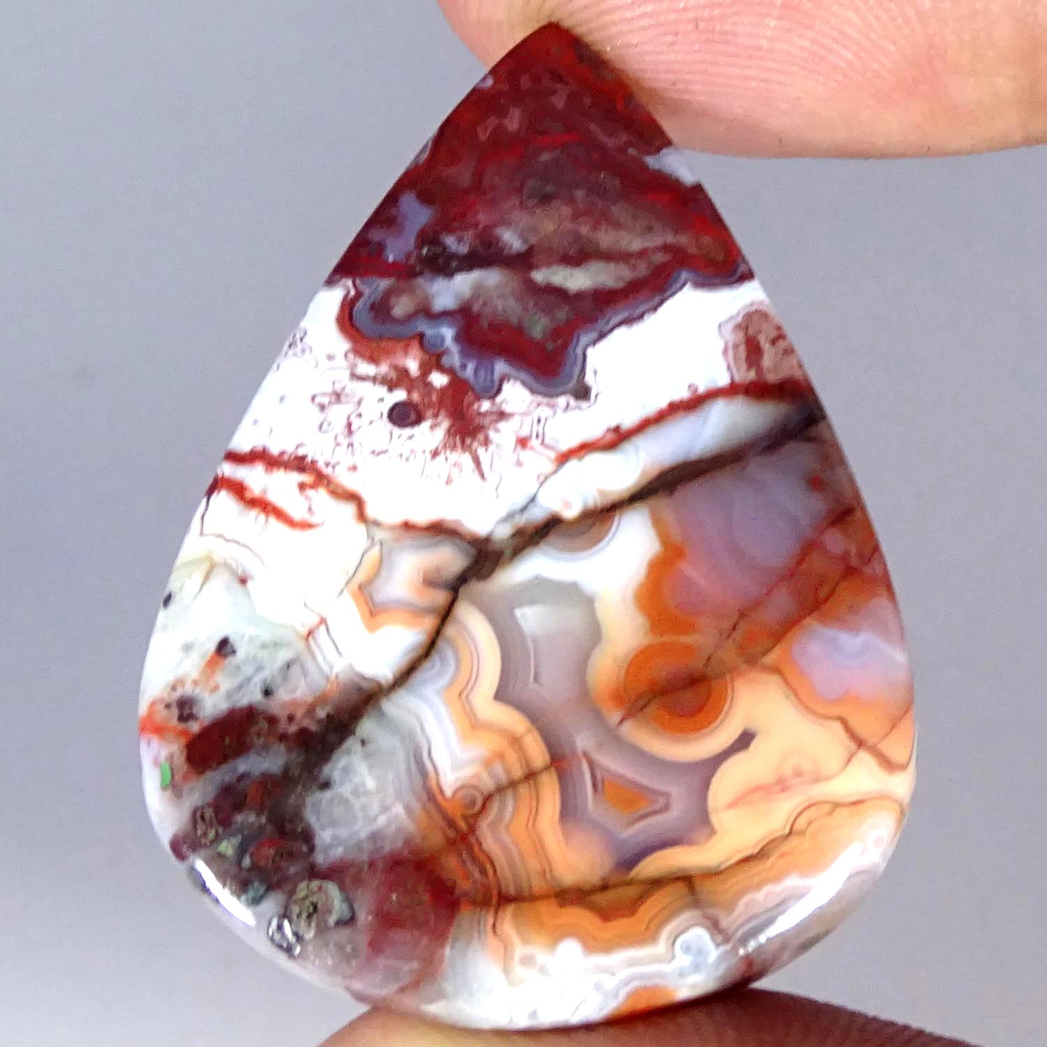 43.50Cts Natural Royal Crazy Lace Agate Pear Cabochon Gemstone 29X38X5MM